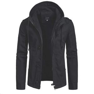 Mens black Military Jacket Tactical Hoodie Zip Up